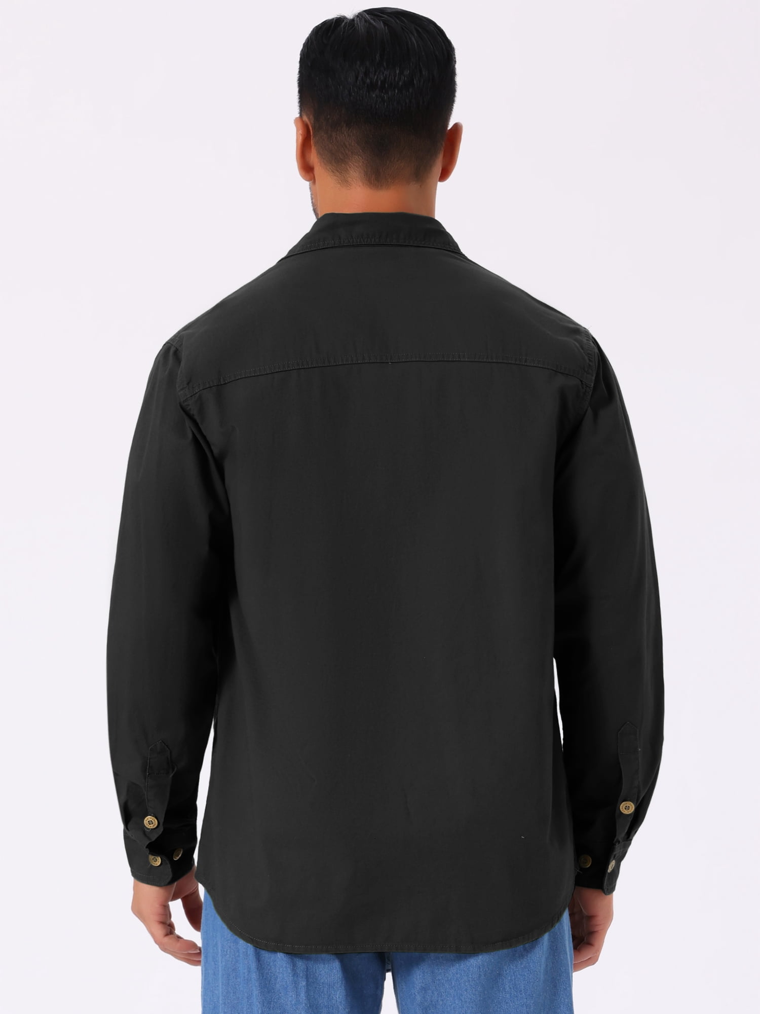 DARING DIVA Men's Casual Workwear Long Sleeve Button Down Hiking Shirts XL Black