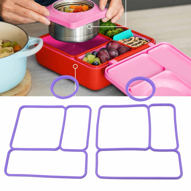 2 Pack Omiebox Lunch Box Lid Sealing Gasket, Replacement Rubber Lid Seals with Safe Material for Kids, Leakproof Lunch Box Airtight Food Container Gasket Replacement