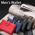 thumbnail image 2 of Men Wallet Multifunctional Automatic Large Capacity Multi Pockets Carbon Fiber Texture RFID Protection Faux Leather Male Purse Coin Bag Business Card Holder for Daily Use, 2 of 7