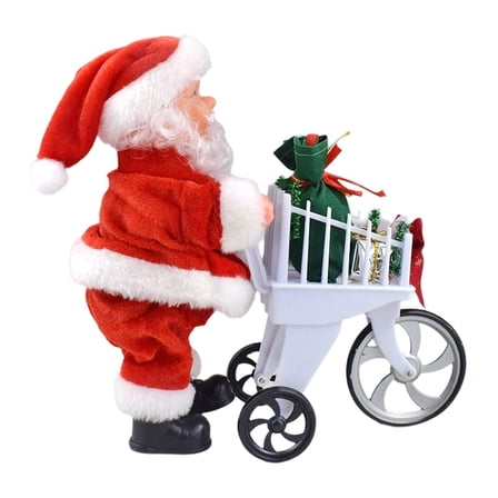 Kuntesetty Musical Santa with Shopping Cart Toy for Children Play Christmas Decoration