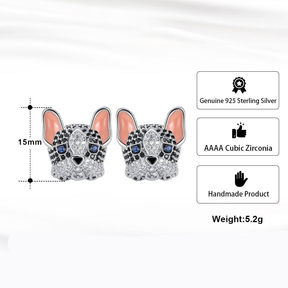 Frenchie Dog Stud Earrings for Women French Bulldog  Cubic Zirconia Ginger Lyne Collection