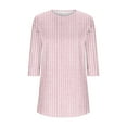 thumbnail image 5 of Womens Long Length Tunic Tops, 3/4 Sleeve Shirts for Women Fall Fashion Loose Fit Striped Printed Crewneck T-Shirts, 5 of 5