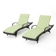 thumbnail image 6 of Noble House Salem Outdoor Wicker Arm Chaise Lounge in Green and White (Set of 2), 6 of 19