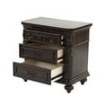 thumbnail image 5 of 30 Inches 3 Drawer Engraved Wooden Nightstand, Brown, 5 of 7