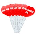 thumbnail image 1 of San Bernardino USA Heart Love Cupcake Picks Toppers - Set of 6, 1 of 1