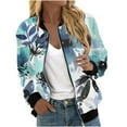 thumbnail image 5 of DondPO Bomber Jacket Women Women Autumn Fashion Leisure Square Thin Pocket Jacket Blouse Coat Baseball Top Jackets for Women Trendy Floral Jackets for Women Blue L, 5 of 5