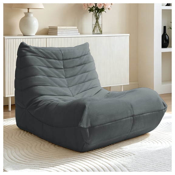 Big Bean Bag Chair for Adults, Ergonomic Lounge Sofa with Soft Sparkling Snow Neil Fabric, Royal Blue, Lazy Couch for Living Room, Apartments, Reading Corner, Gaming and Movie(gray)