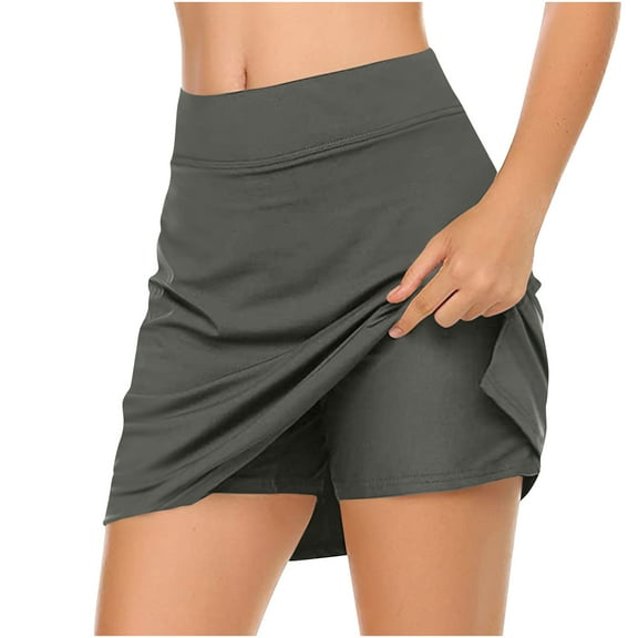 LEBONYARD Tennis Skirts Clearance,Women's Lightweight Flared Yoga Skirt with Shorts,Women's New Color Mid-waist Skirt Pants Sports Casual Shorts Bottoming Skirt Pants Dark Gray S