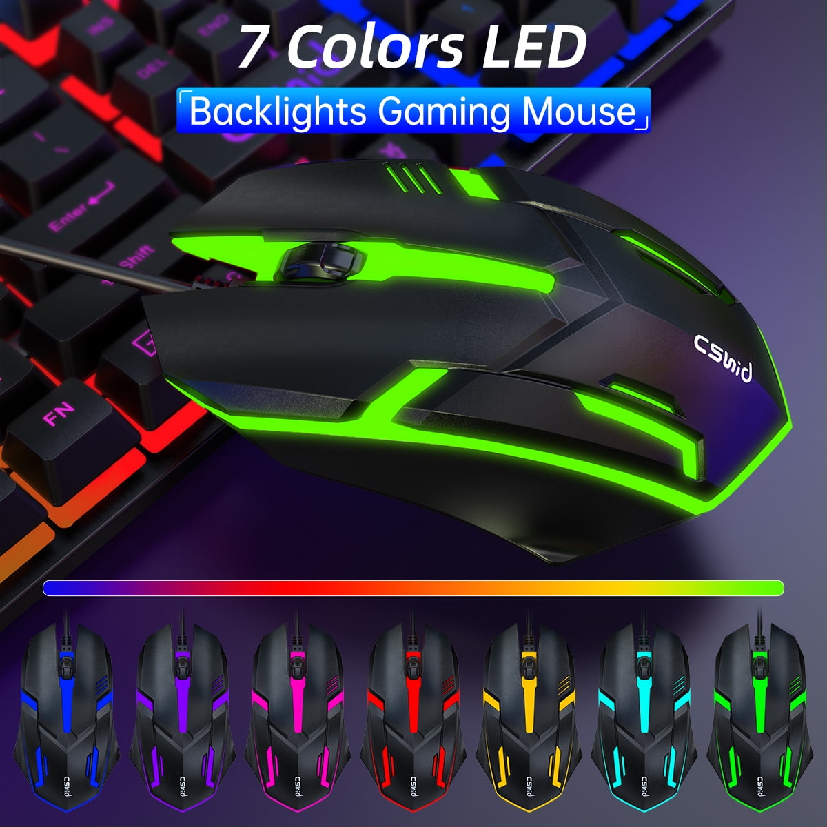 Wired Gaming Keyboard & Mouse Combo, RGB Backlit Mechanical Gaming Keyboard Mouse W/ Multimedia Keys, Anti-ghosting Keys, Spill-Resistant for Windows PC Gamers Desktop Computer Laptop,Black