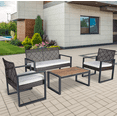 thumbnail image 4 of Patio Furniture Set, Outdoor Furniture, 4-Piece Conversation Set with Acacia Wood Table, PE Rattan Wicker Chairs and Waterproof Cushions, Modern Brown, 4 of 6