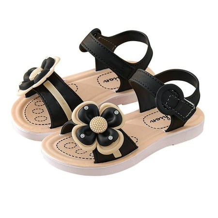 Nmnitkp Girls Sandals Toddler Little Kids Open Toe Bows Summer Flats Dress Sandals Shoes(Toddler /Little/Big Kids)