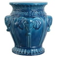 thumbnail image 2 of JONATHAN Y Anita 18" Classic Vintage Ceramic Indoor/Outdoor 4-Elephant Garden Stool, Blue Cracks, 2 of 4