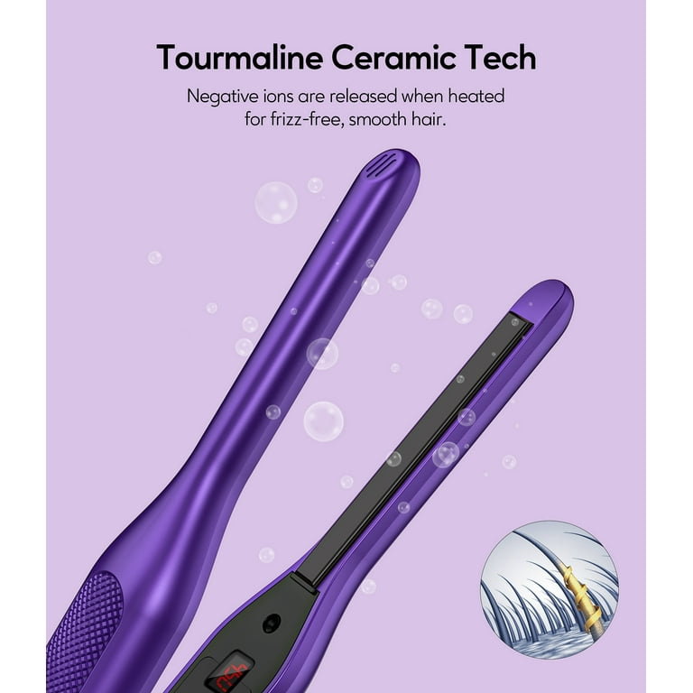 Terviiix Ceramic Straightening Mini Hair Straightener 0.3 Pencil Flat Iron Purple Walmart