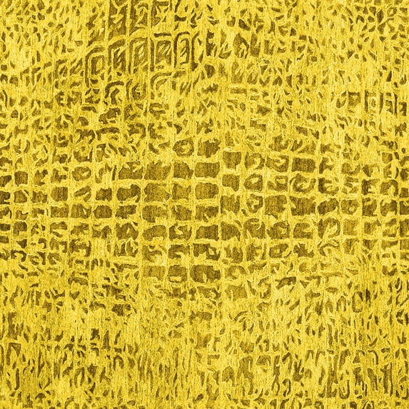 Ahgly Company Machine Washable Indoor Square Abstract Yellow Contemporary Area Rugs, 8' Square