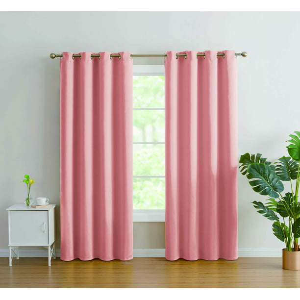2pc Grommet Thermal Insulated Room, Peach Bedroom Curtains