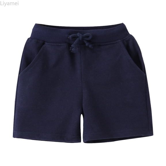Liyamei Kids Solid Color Sport Shorts with Drawstring for Summer Size 1-7,Navy