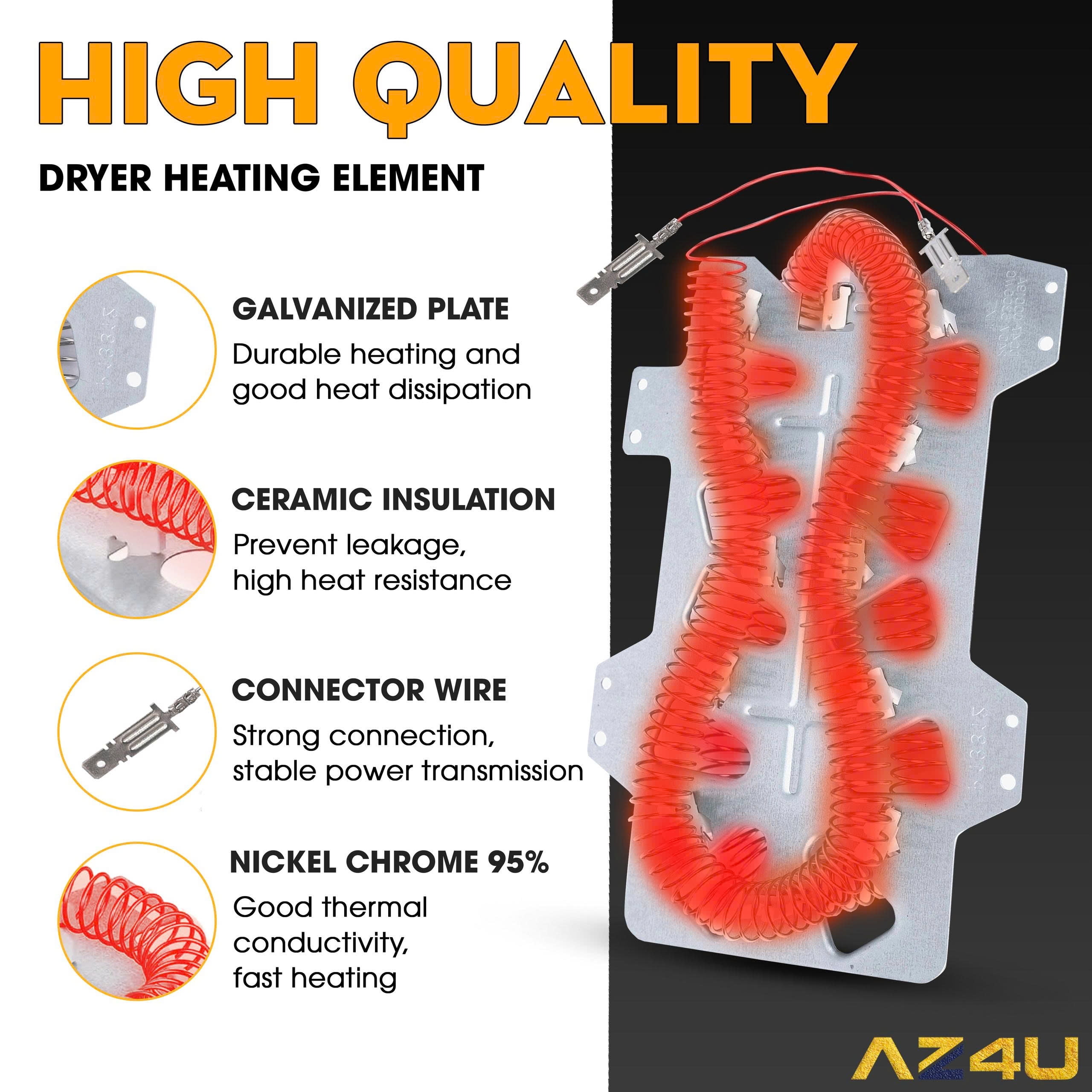 Dryer Heating Element For Samsung DV45H7000EW/A2 DV40J3000EW/A2 DV218AEW/XAA DV219AEW/XAA DV220AEW/XAA DV209AEW/XAA DV210AEW/XAA DV350AEW/XAA DV328AEW/XAA DV5451AEW/XAA DV330AEW With Thermostat Fuse