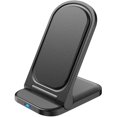 thumbnail image 1 of wonima02 Wireless Charger Stand Compatible with iPhone 15/14/13/12 & Samsung Galaxy - 3-in-1 Fast Charging Station with Phone Holder for AirPods/Apple Watch, Qi Certified (Black, Desktop/Bedside Use), 1 of 1