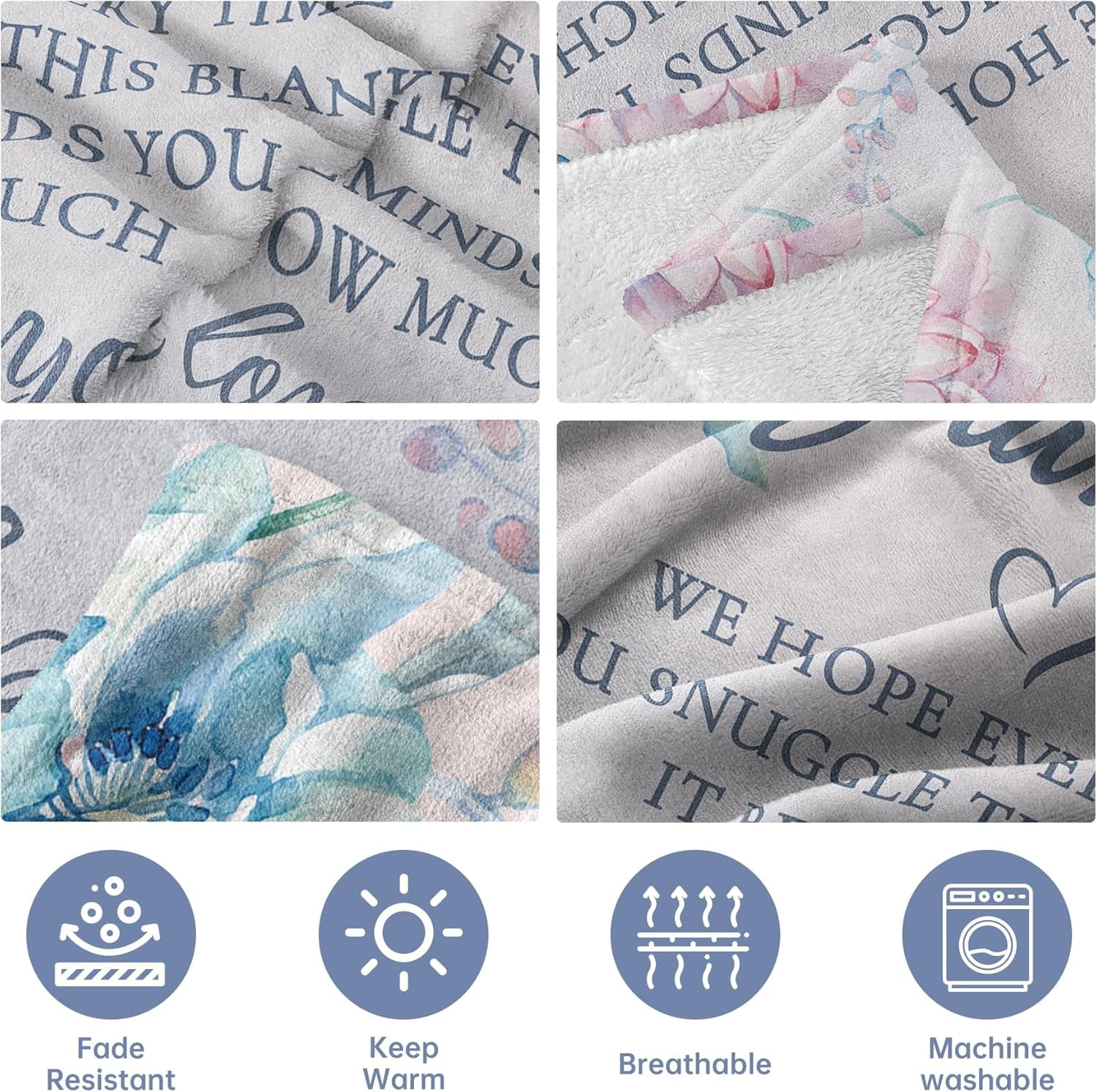 Grandma Gifts Blanket, Grandma Birthday Gifts, Gifts for Grandma from Granddaughter Grandson, Grandparents Day, We Love You Cozy Throw Blankets 50" x 60"