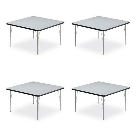 Correll CRL4848TF15954P Adjustable Activity Table, Square, 48 x 48 x 19 to 29 in., Gray Top, Silver Legs