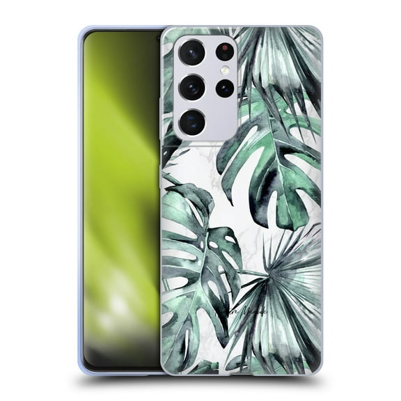 Head Case Designs Officially Licensed Nature Magick Tropical Palm Leaves On Marble Turquoise Green Island Soft Gel Case Compatible with Samsung Galaxy S21 Ultra 5G