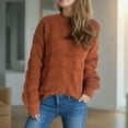 thumbnail image 5 of Alkepwun Sweaters for Women Crewneck Cute Hollowed Out Long Sleeved Loose Fall Winter Knitted Pullover Tops, 5 of 8