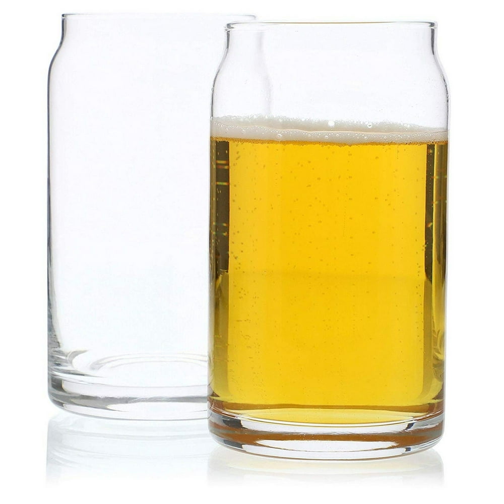 2Pack CanShaped Beer Glasses, Clear, 16 Ounces
