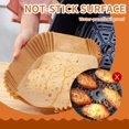 thumbnail image 3 of air fryer disposable paper liner square 9 inch, 100pcs large paper liners for 6-10qt air fryer, non-stick parchment paper for frying, steamer, baking, microwave etc, 3 of 6