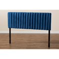 thumbnail image 5 of Baxton Studio Emile Modern and Contemporary Navy Blue Velvet Fabric Upholstered and Dark Brown Finished Wood King Size, 5 of 6