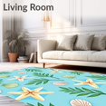thumbnail image 2 of ODIKA 4'x6' Machine Washable Non-Slip Area Rug, Motif with Shell and Palm Frond Accents High Traffic Rug, Blue, 707819, 2 of 7
