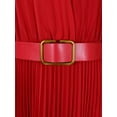 thumbnail image 4 of Womens Pleated Dress V Neck Long Sleeve A Line Church Formal Works Business Dresses with Belt Red XXL, 4 of 8