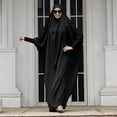 thumbnail image 5 of OBEEII Women Muslim Dresses Solid Color Hooded Abaya Dress One Size Ramadan Prayer Dresses Maxi Hijab Kaftan Robe, 5 of 8