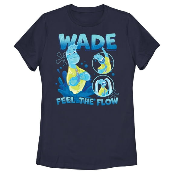 Women's Elemental Wade Feel the Flow Poster  Graphic Tee Navy Blue Medium