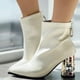 thumbnail image 2 of NECHOLOGY Botas Mujer Adulto Femenino Zapatos Botines para mujer Botas de tacón grueso con punta en punta para mujer, zapatos sexis de sintética con tacón , botines de trabajo para mujer (Beige, 8), 2 of 7