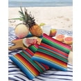 thumbnail image 3 of Pack of 2 Outdoor Pillow Covers, Colorful Mexican Stripes Green Red Blue Waterproof Square Throw Pillowcase Cushion Decorative Pillow Covers for Couch Patio Tent, 20x20 in, 3 of 6