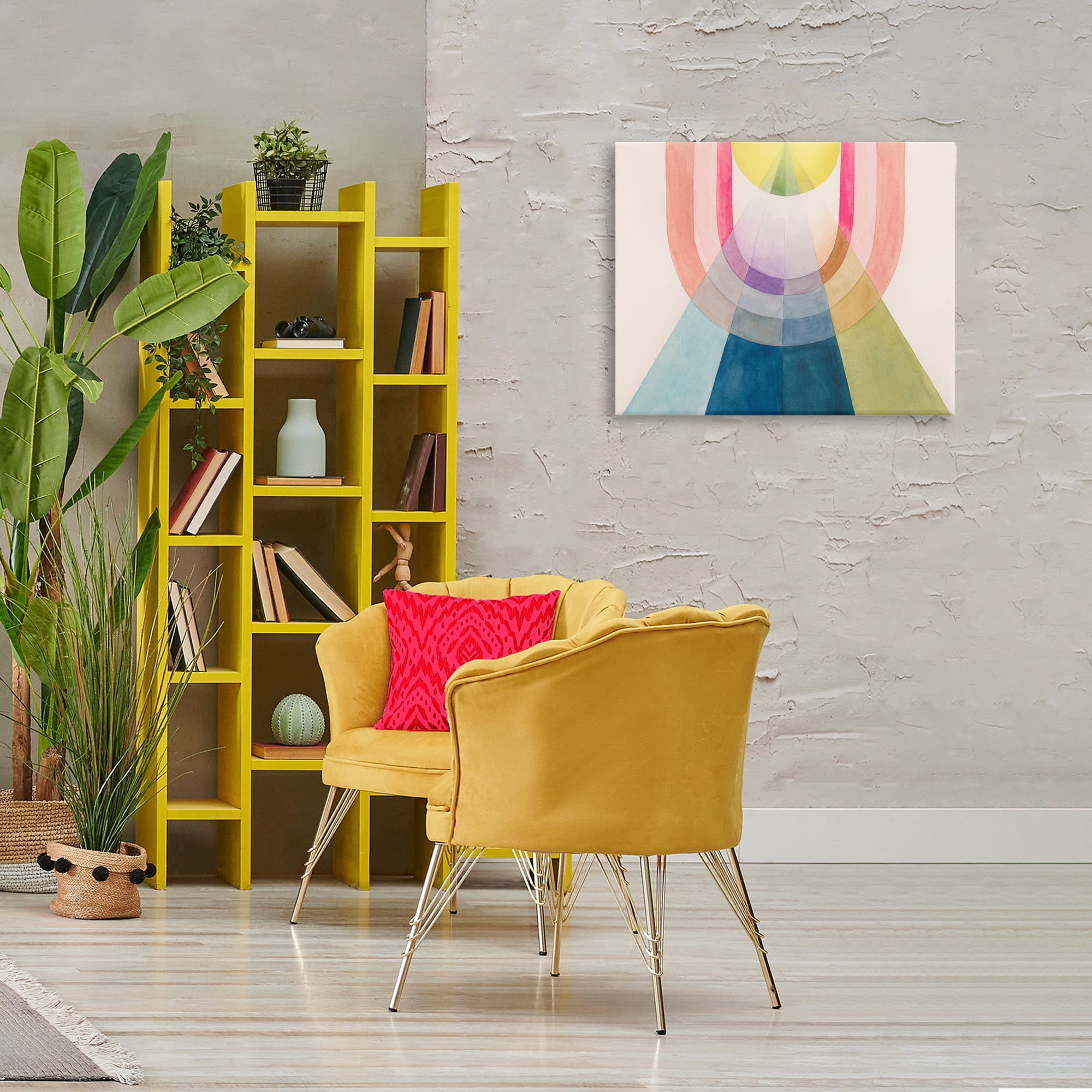 Stupell Industries Abstract Arches & Rays Abstract Painting Wrapped Canvas Art Print Wall Art, 30 x 24