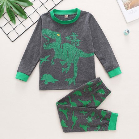 

Hunpta Baby Kids Boys Girls Long Sleeve Dinosaur Printed Top And Pants Pajamas Set Outfit