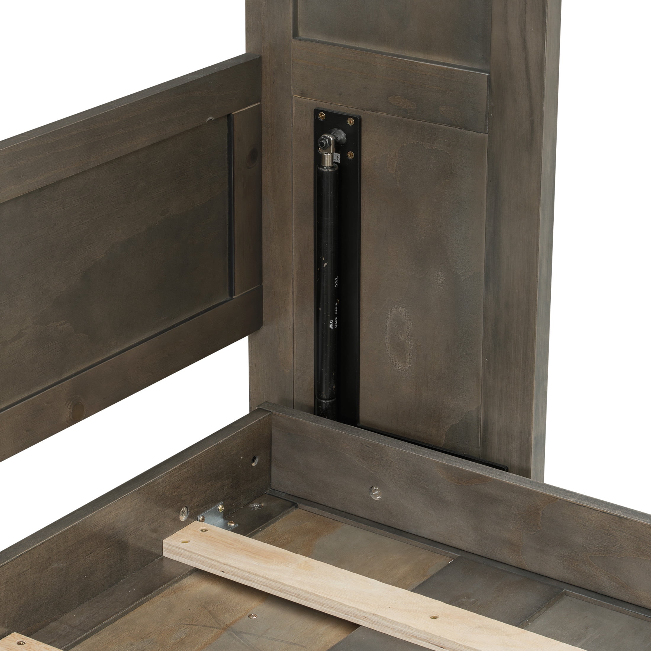 Noble House Briana Full Size Foldable Murphy Bed Frame with Desk and Adjustable LED Light, Hidden Wall Cabinet, Brown