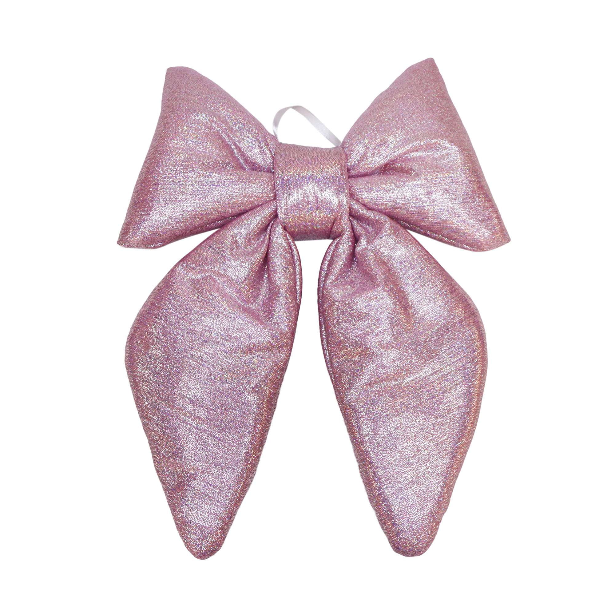Holiday time hanging iridescent pink bow Decoration,16 inch height,pink colour