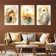 thumbnail image 2 of Jesus Canvas Wall Art Bible Stories Wall Decor God Resurrection Ascension Painting Pictures Empty Tomb Cross Poster Prints for Bedroom Prayer Room Church Easter Home Decoration（Only canvas）, 2 of 6