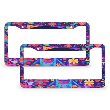 Cute Little Girl with Flowers License Plate Cover 2 Pieces Birthday Gifts for Daughter Car Tags Frames Holder for Us Standard Vehicles 2 Hole Quality Aluminum Metal License Plate Frames