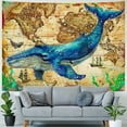 thumbnail image 4 of BCIIG  Whale Tapestry Nautical Anchor Rudder Compass Wall Hanging for Kids Girls Room Decor, Vintage World Map Wall Blanket Tapestries, Medium, 4 of 6