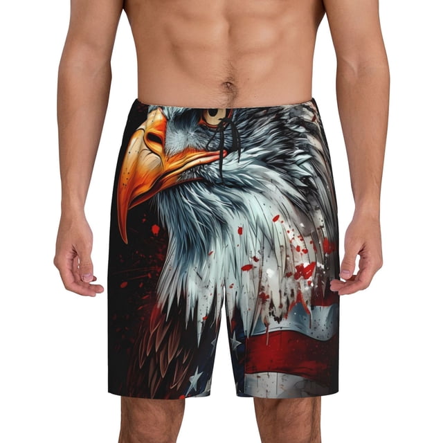 Fotbe USA Bald Eagle Pantalones Cortos de Pijama para Hombre, Ropa de Dormir, Pantalones de Pijama Cortos para Hombre-XX-Large