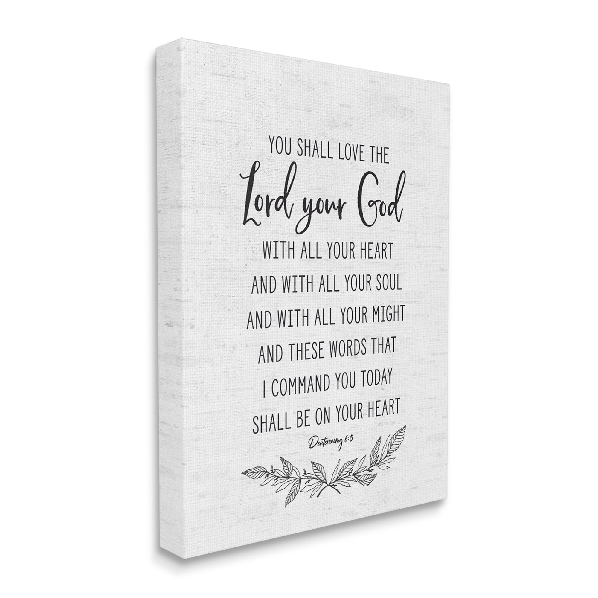 Stupell Industries Rustic Religious Scripture Verse White Grain Pattern Graphic Art Gallery Wrapped Canvas Print Wall Art, Design by Lettered and Lined