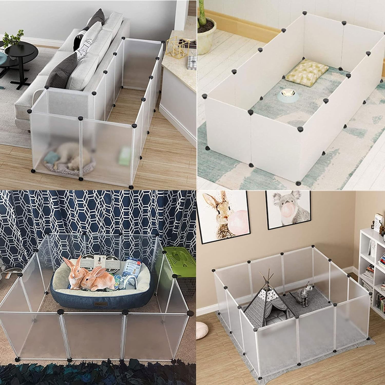 Youngshion 12 Panels Transparent Small Animals Playpen 56" x 28" x 14" Portable Pet Playpen Plastic Enclosure Puppy Play Pen Indoors Outdoor Pet Fence for Guinea Pigs Bunny= Ferrets Hamsters Hedgehogs