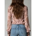 thumbnail image 5 of Women Vintage French‑Style Chiffon Printed Blouse, Deep‑V Neck Ruffle‑Sleeve Summer Vacation Tops, 5 of 9