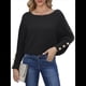 thumbnail image 3 of Suéter de Punto de Color Liso con Hombros Descubiertos y Larga para Mujer, Estilo Informal, Holgado y Moderno para Otoño Negro XXXL, 3 of 8