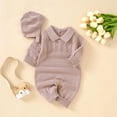 thumbnail image 2 of Otqutp Toddler Fashion Bodysuits Baby Knit Romper Cotton Long Sleeve Boy Girl Sweater Clothes Baby Jumpsuit 1 Piece with Cute Hat Set Elastic Waist 2PCS Fall Winter Clothes, 2 of 9