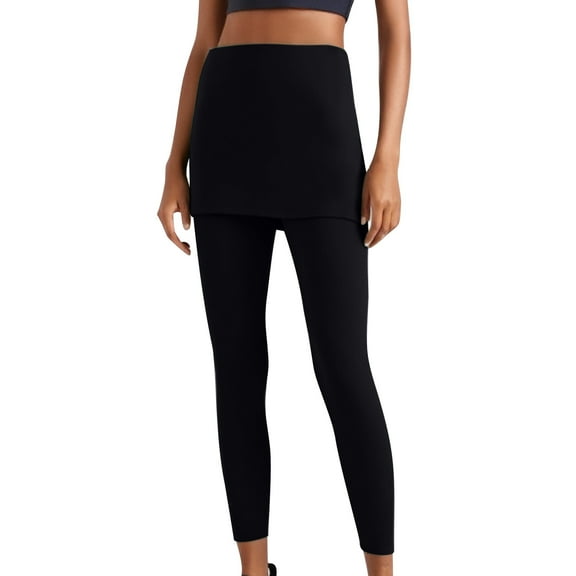 Ahabrexf Plus Size Pants, Fake 2 Pc Bottom Skirt Sports Pants for Women's Casual Wear