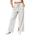 thumbnail image 2 of Gytharion Women's Straight Leg Sweatpants High Waist Side Slit Lounge Pants Elastic Waist Relaxed Fit Casual Pants with Pockets for Travel, 2 of 8